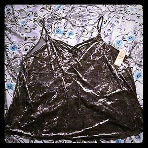 American Eagle Olive Green Crushed Velvet Cami